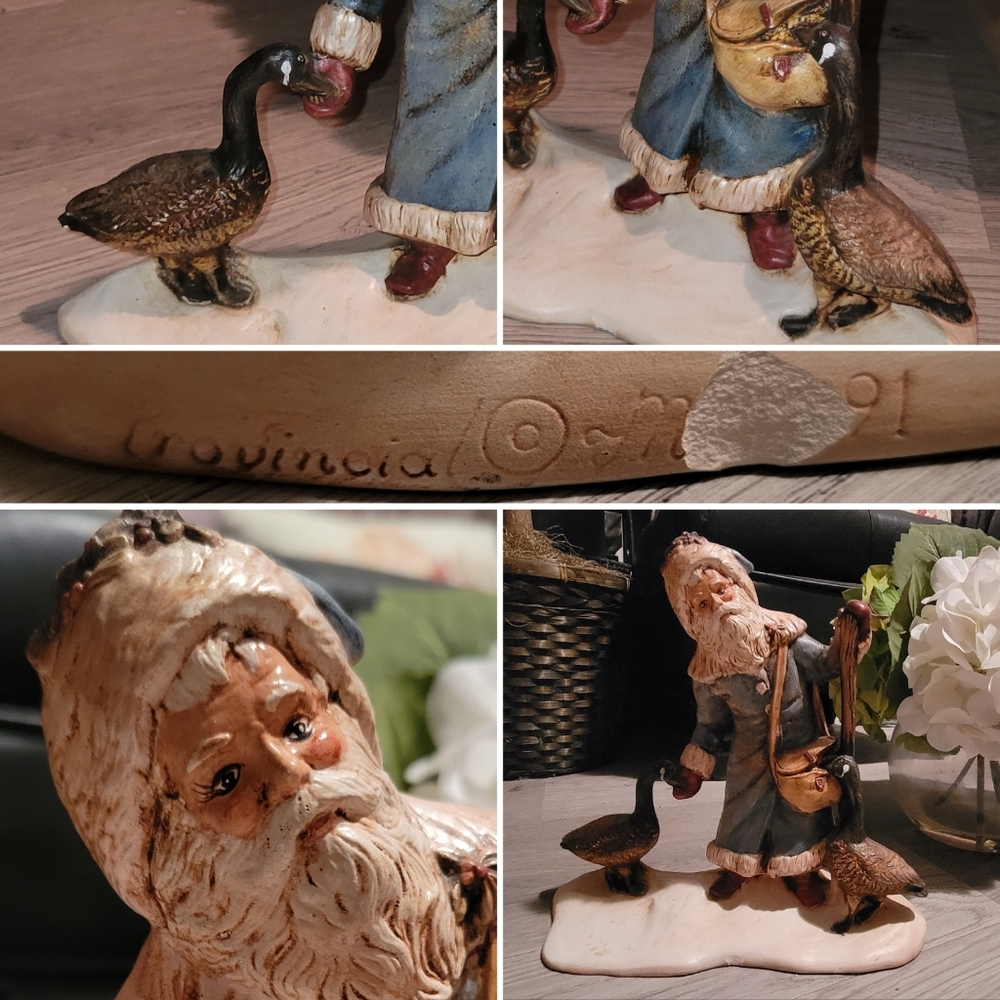 Provincial Mold 1991 Vintage Santa Feeding Ducks Geese Christmas Figurine